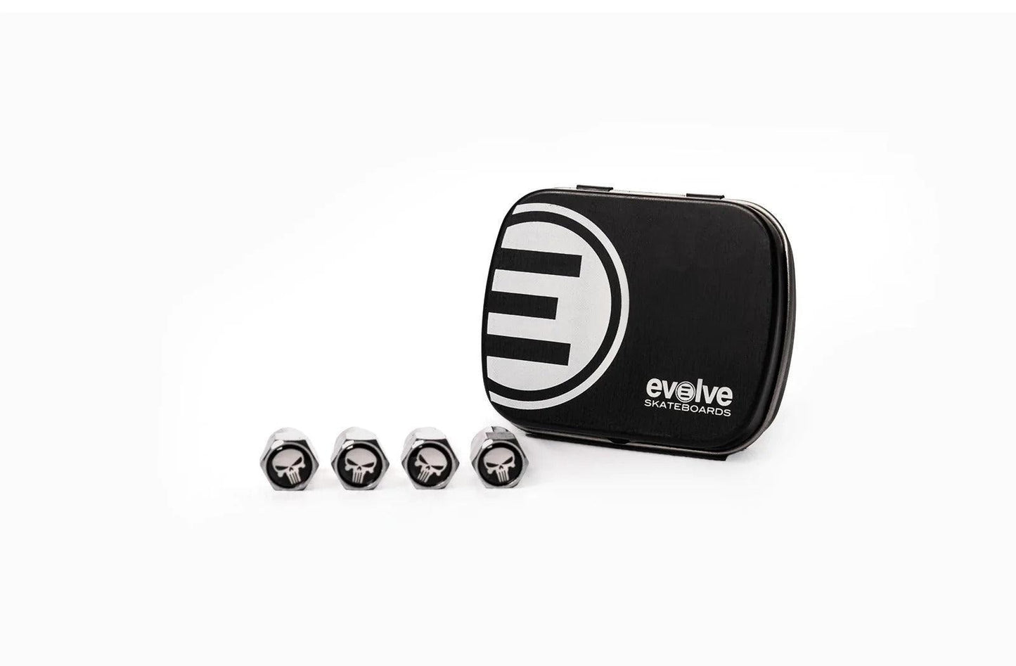 Evolve Metal Tyre Valve Caps - Skateboard Parts - parts, skateboards - Electric Monkey NZ